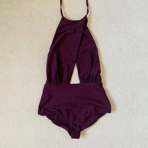 Maroon halter bodysuit